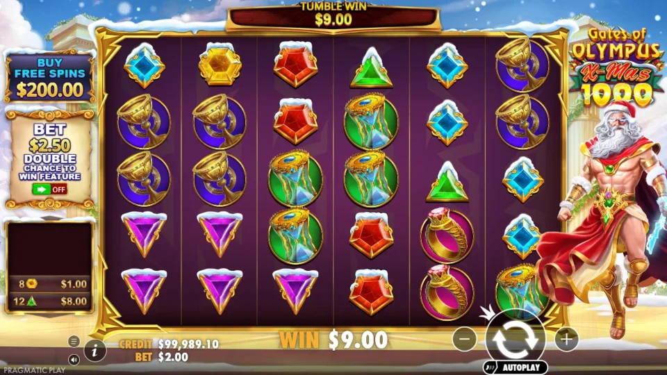 Gates of Olympus Xmas 1000: Twelve green gems pay USD 8 within the USD 9 round