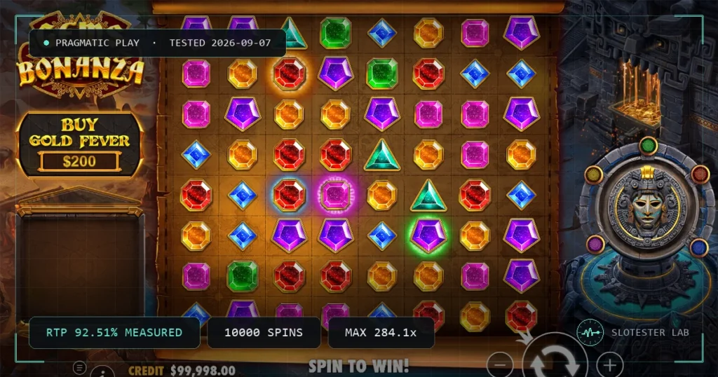 Gems Bonanza — Slotester Lab test cover