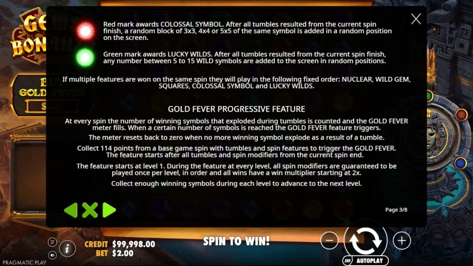 Gems Bonanza rules, page 3