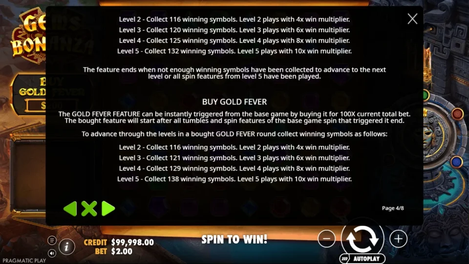 Gems Bonanza rules, page 4