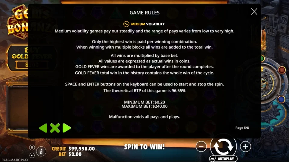 Gems Bonanza rules, page 5