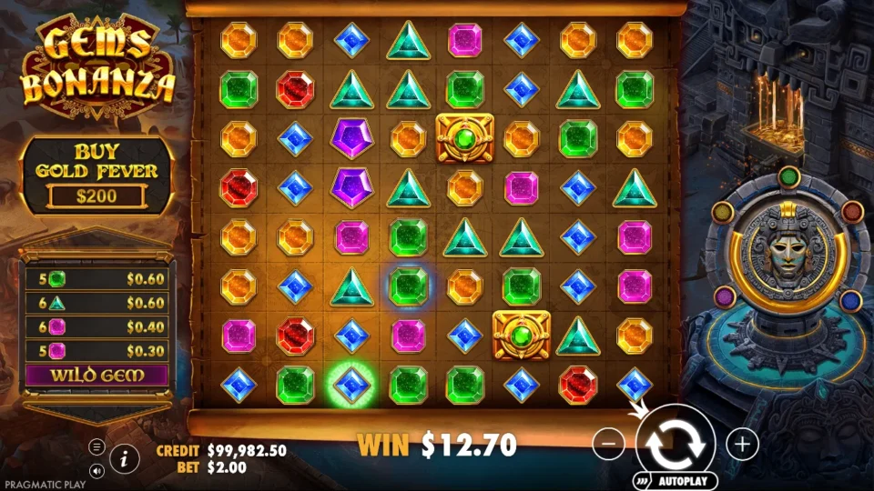 Gems Bonanza: win 6.3x (12.7) on media spin 79
