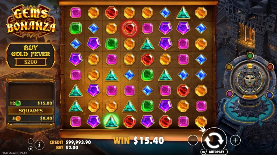 Gems Bonanza: win 7.7x (15.4) on media spin 81