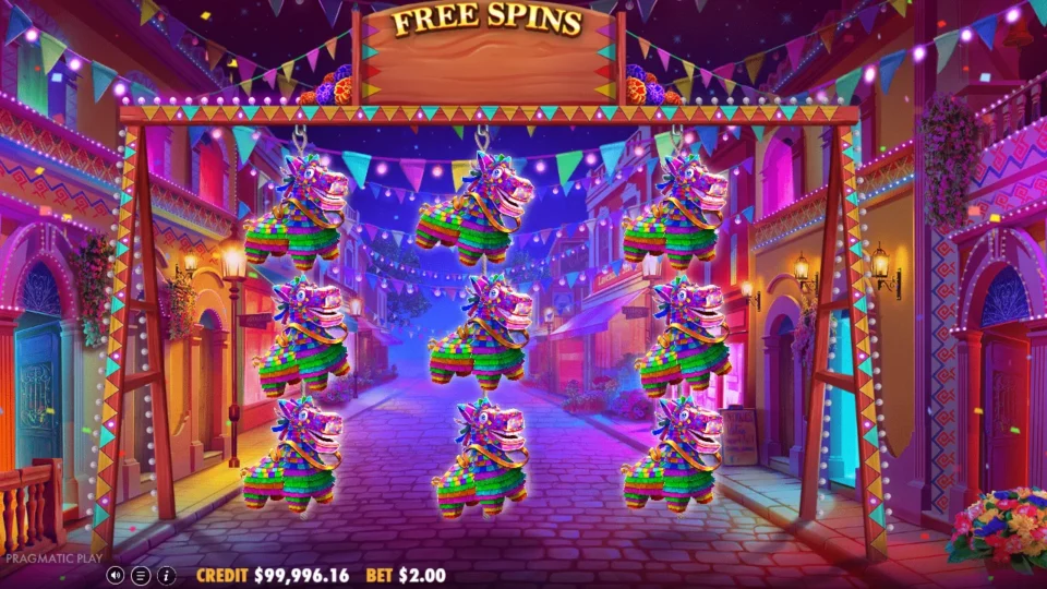Hot Fiesta: free spins triggered (natural trigger) on round 1