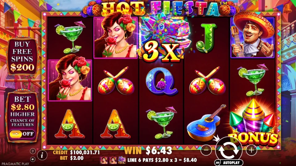 Hot Fiesta: win 4.8x (9.6) on media spin 59
