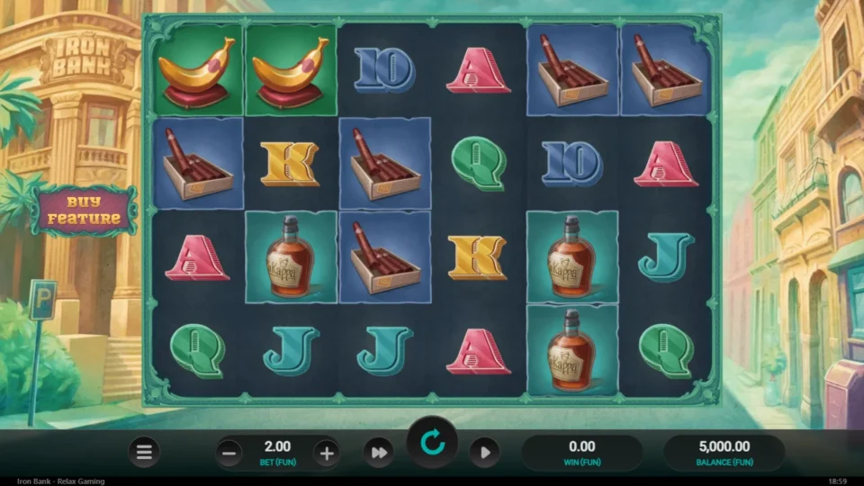 Iron Bank: Base reels at a FUN 2 stake