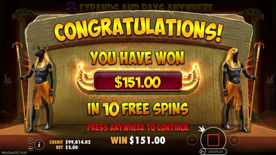 John Hunter and the Book of Tut: Purchased bonus result: USD 151 in the separate media session