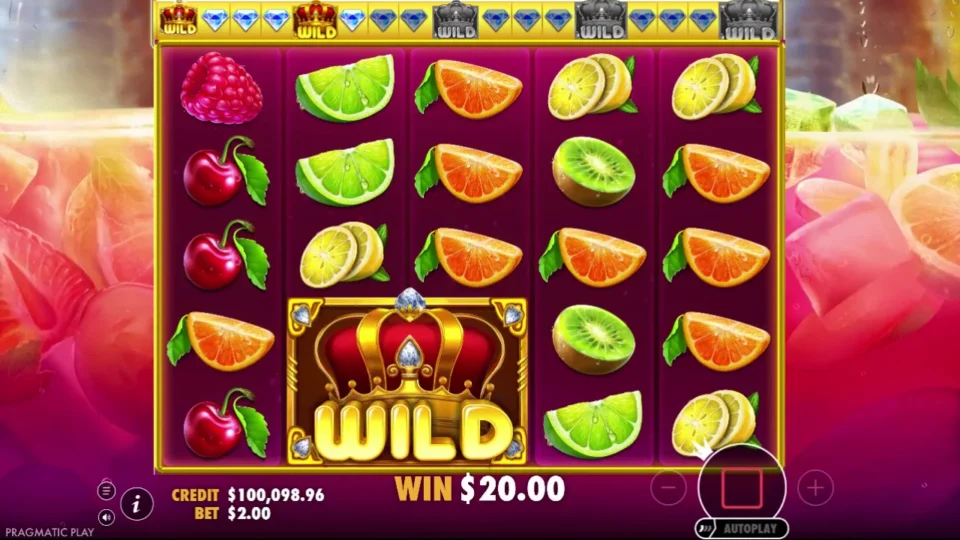 Juicy Fruits: Purchased bonus result: $20 at a $2 stake; separate media session