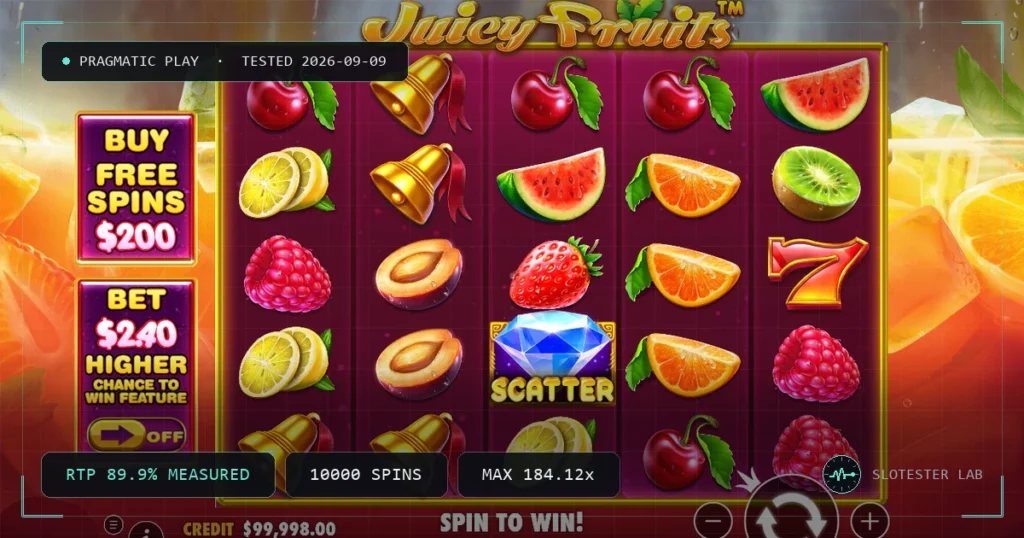 Juicy Fruits — Slotester Lab test cover