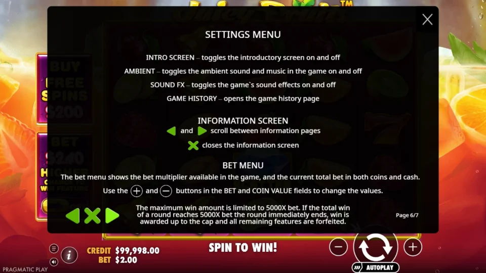 Juicy Fruits rules, page 6