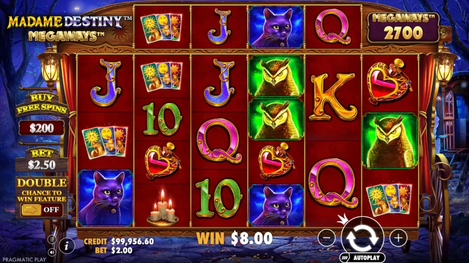 Madame Destiny Megaways: win 4.0x (8.0) on media spin 60