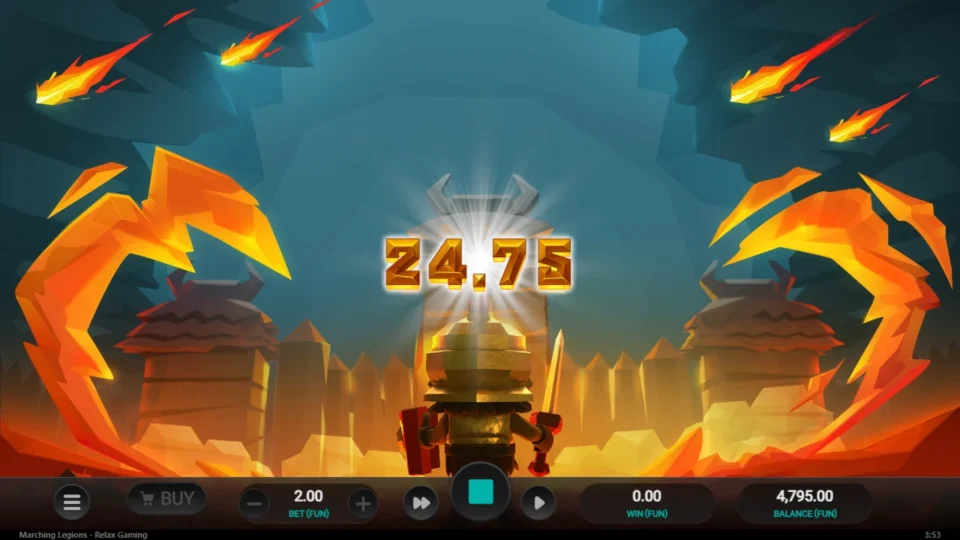 Marching Legions: Result of the purchased free spins: 35.00 on the win counter after the FUN 240 ticket