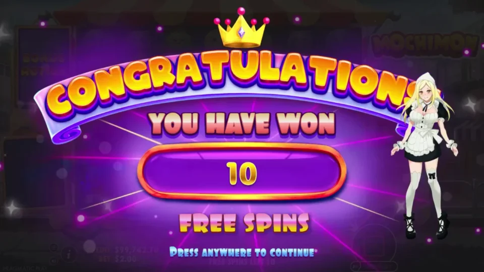 Mochimon: The purchase awards 10 free spins before any bonus clusters pay