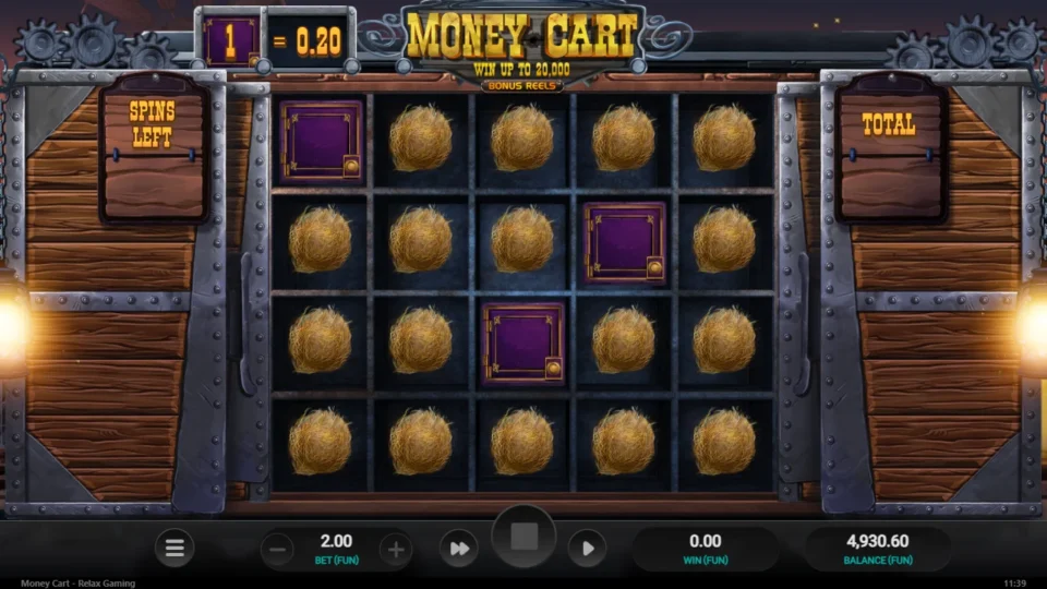 Money Cart: Three closed safes on reels one, three and four start the re-spins