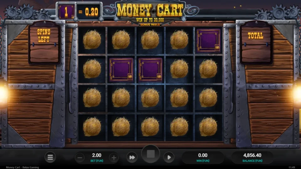 Money Cart: Safes on reels two, three and five before their values are revealed