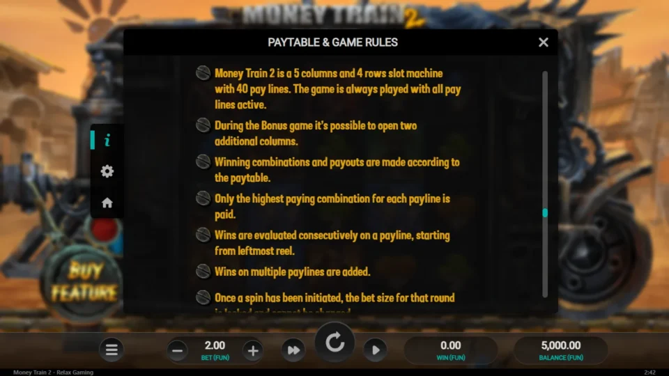 Money Train 2 rules, page 20