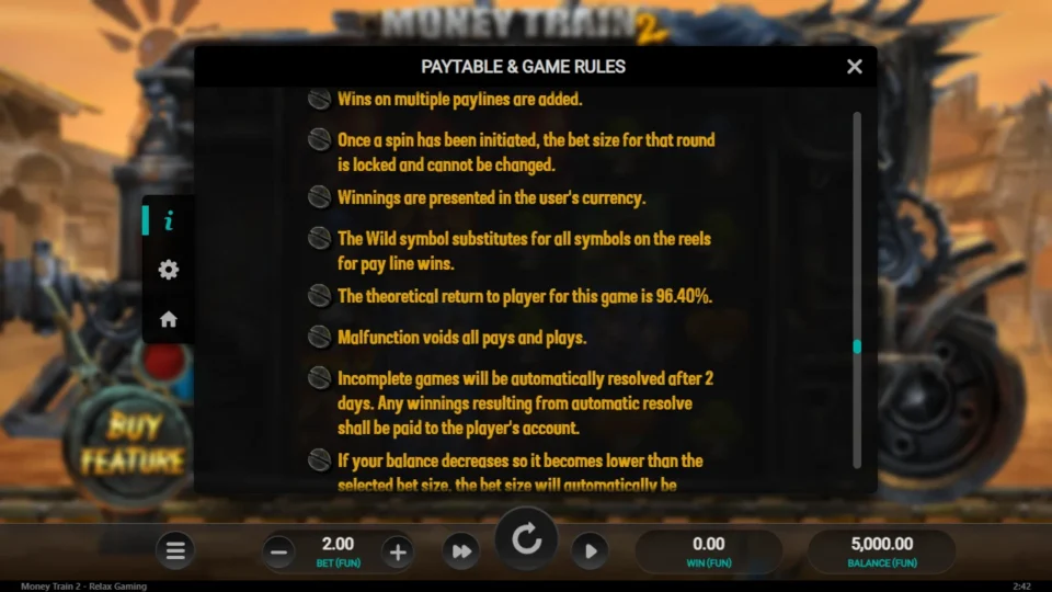 Money Train 2 rules, page 21