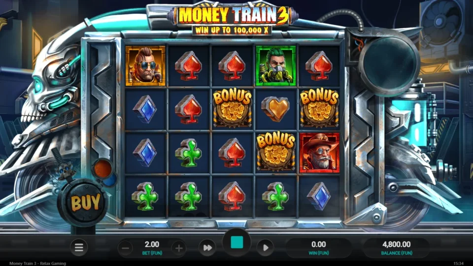 Money Train 3: free spins triggered (bonus buy) on round 1001, 13 spins