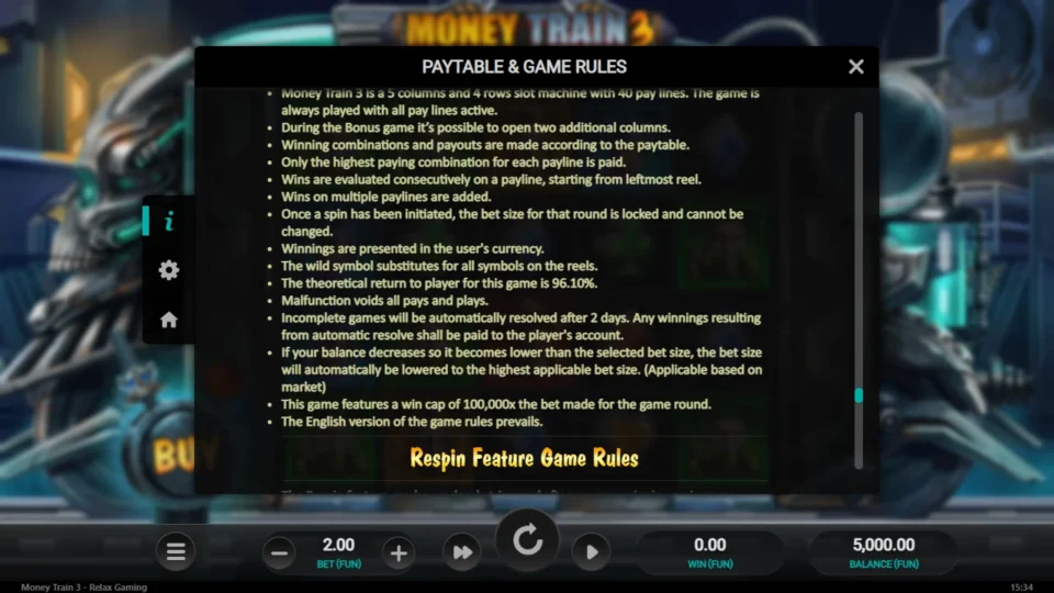 Money Train 3 rules, page 16