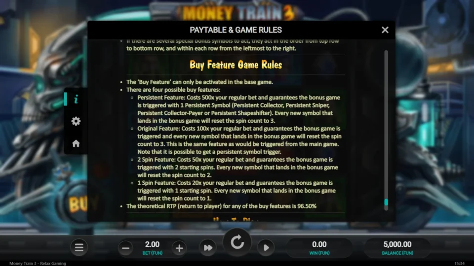 Money Train 3 rules, page 19