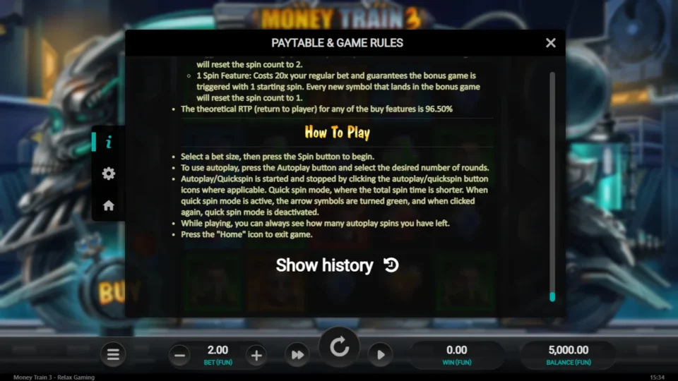 Money Train 3 rules, page 20