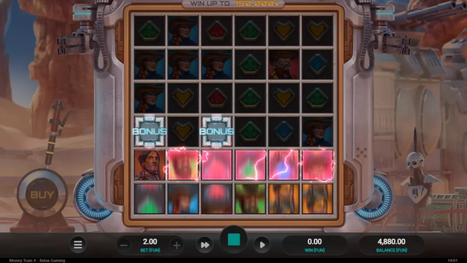 Money Train 4: free spins triggered (natural trigger) on round 26, 8 spins