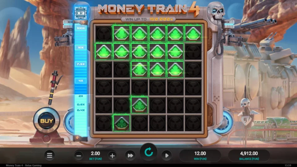 Money Train 4: win 6.0x (12.0) on media spin 6