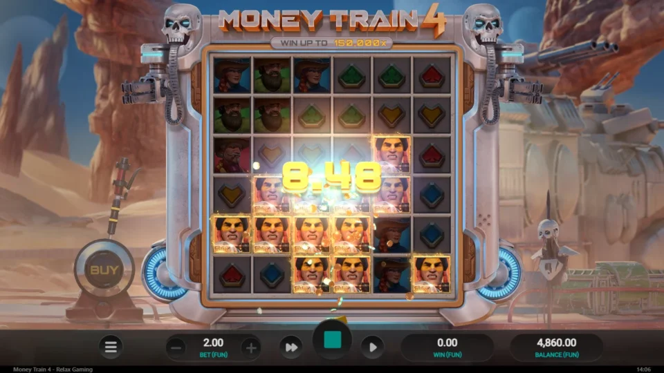 Money Train 4: win 5.0x (10.0) on media spin 70