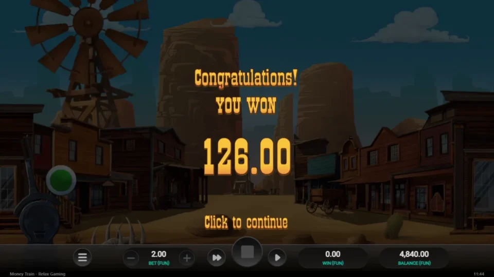 Money Train: Bonus buy result FUN 126.00 after 20 respins