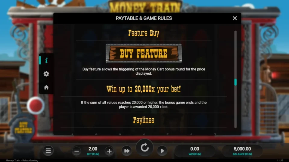 Money Train rules, page 10