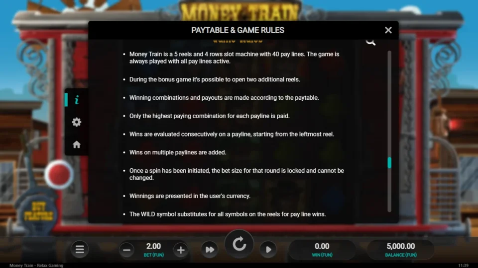 Money Train rules, page 13