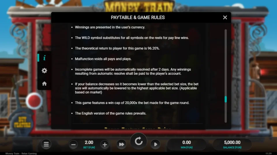 Money Train rules, page 14