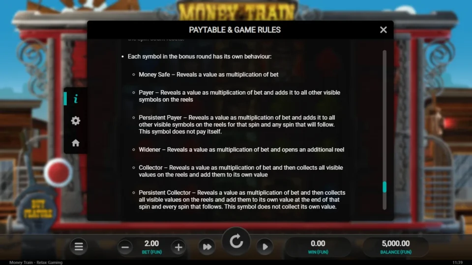 Money Train rules, page 16