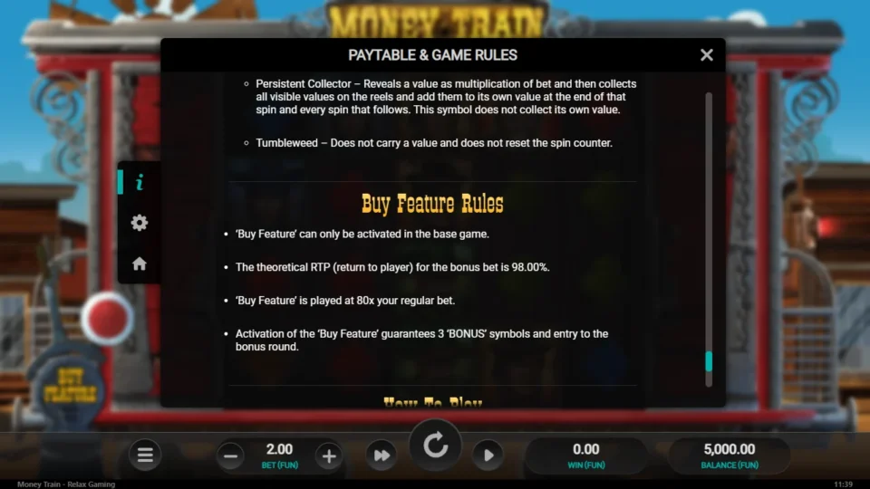 Money Train rules, page 17