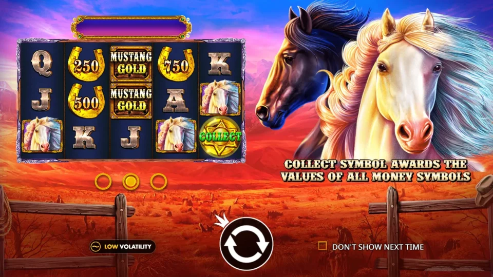 Mustang Gold: intro screen, slide 1