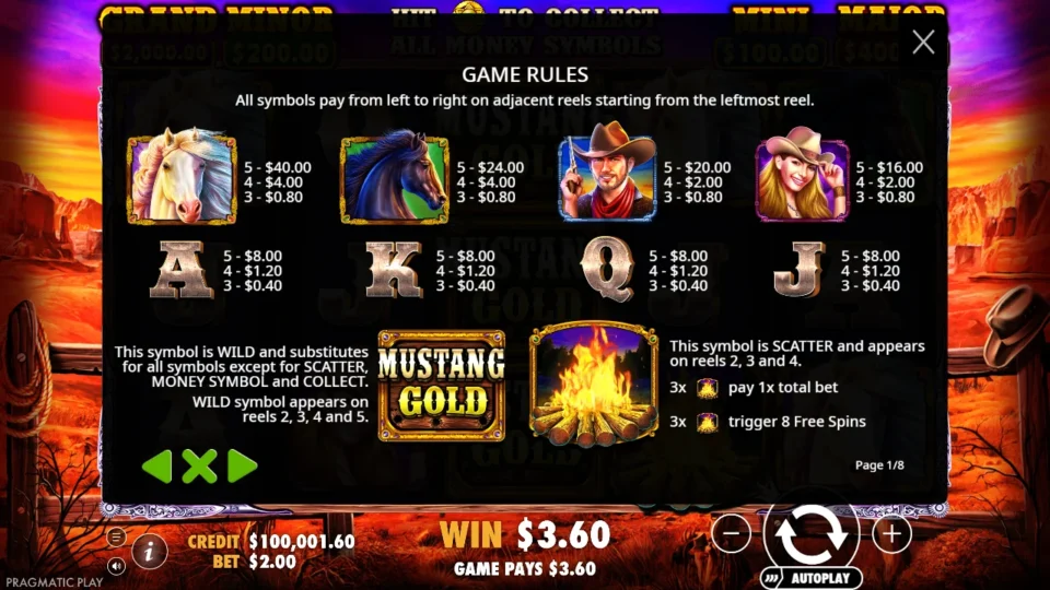Mustang Gold rules, page 1