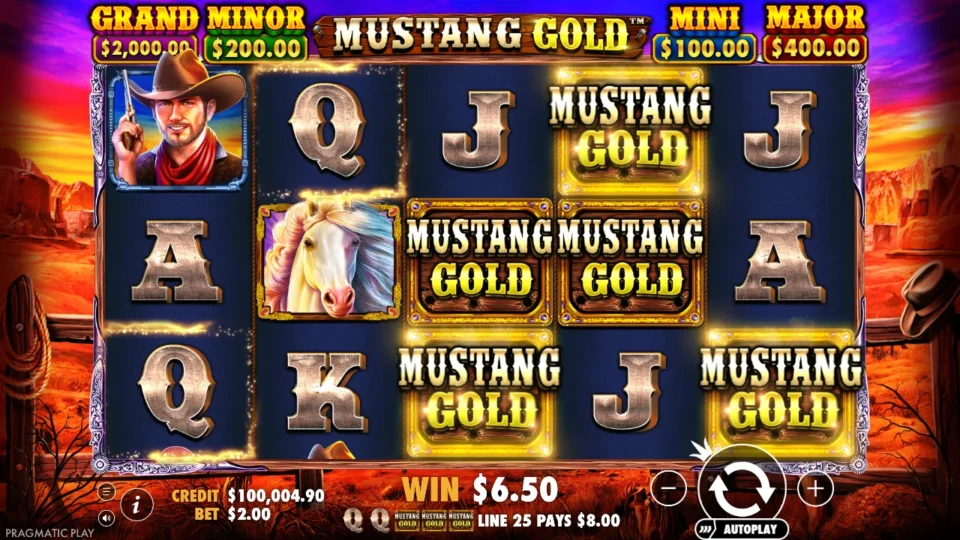 Mustang Gold: win 4.0x (8.0) on media spin 57