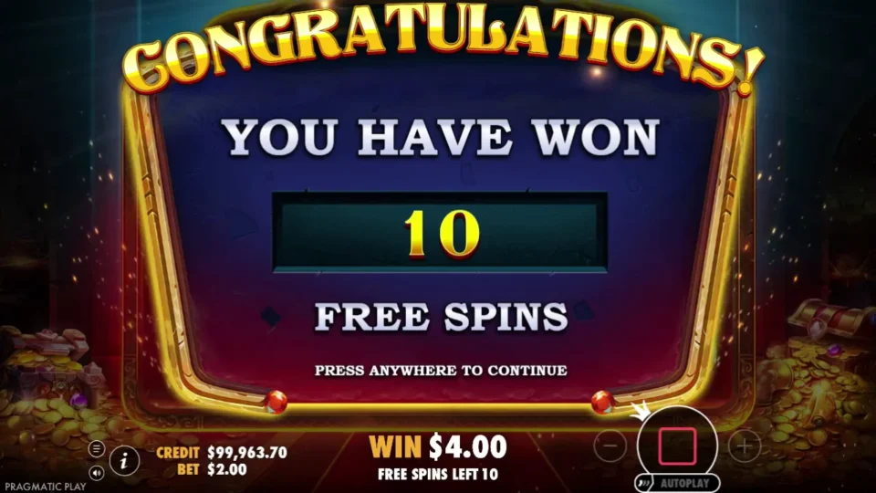 Phoenix Forge: Ten free spins awarded, with USD 4 already in the round total