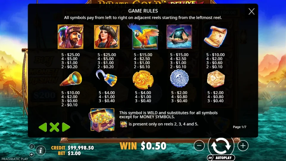 Pirate Gold Deluxe rules, page 1