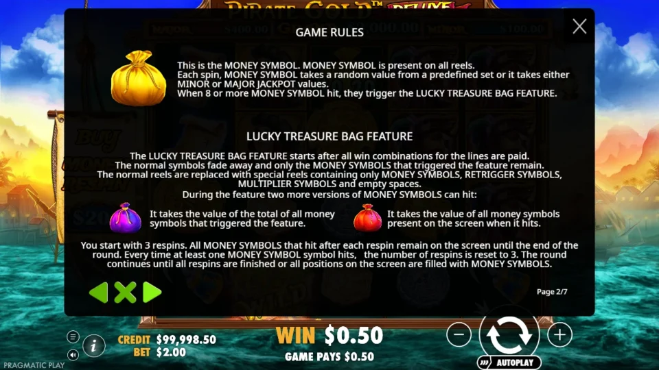 Pirate Gold Deluxe rules, page 2