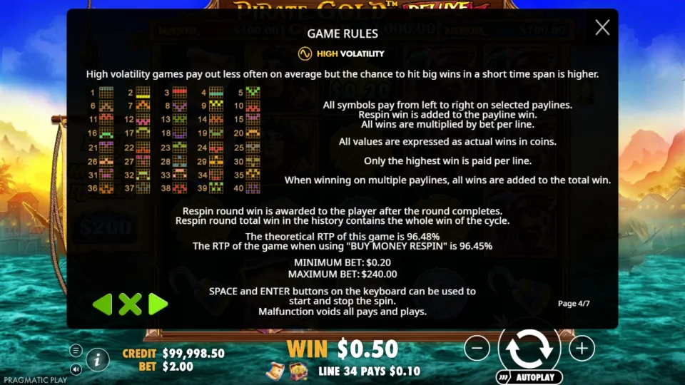 Pirate Gold Deluxe rules, page 4