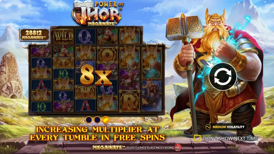 Power of Thor Megaways: intro screen, slide 2
