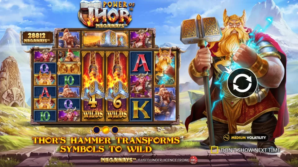 Power of Thor Megaways: intro screen, slide 1