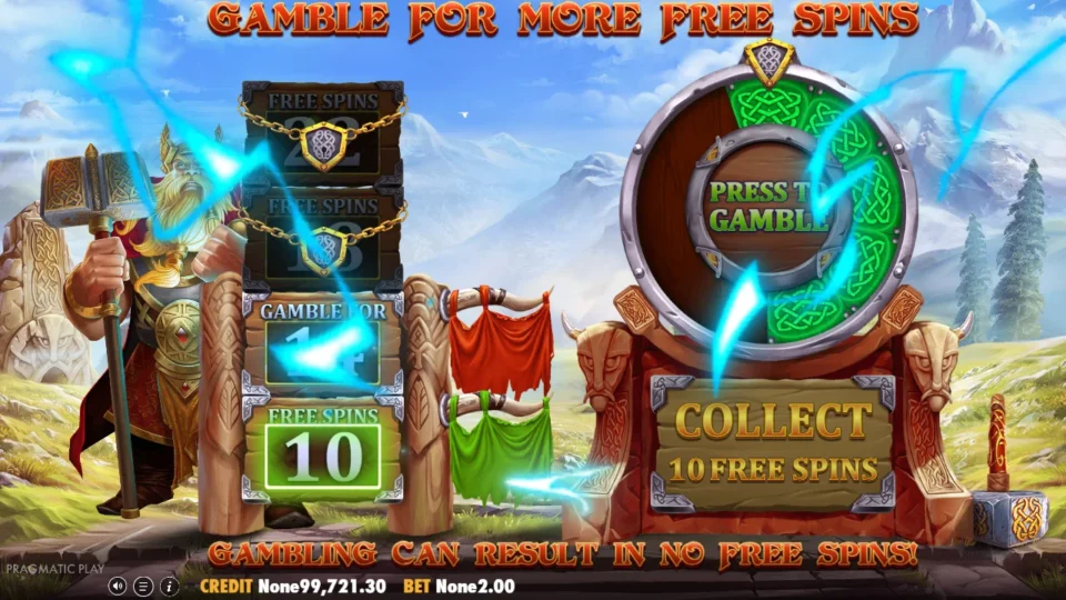 Power of Thor Megaways: free spins option chosen (bonus buy) on round 1001