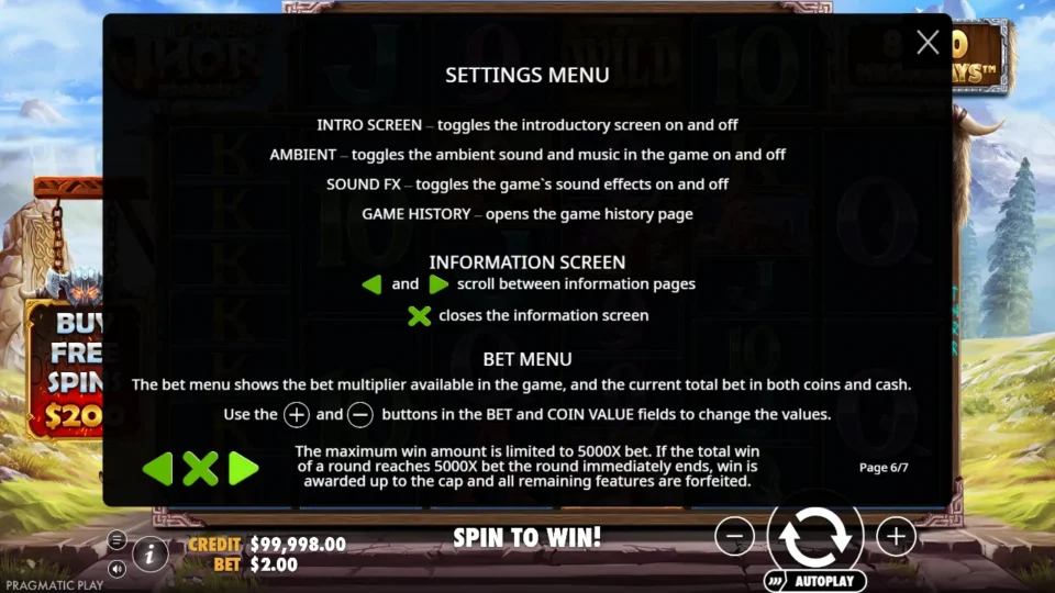 Power of Thor Megaways rules, page 6