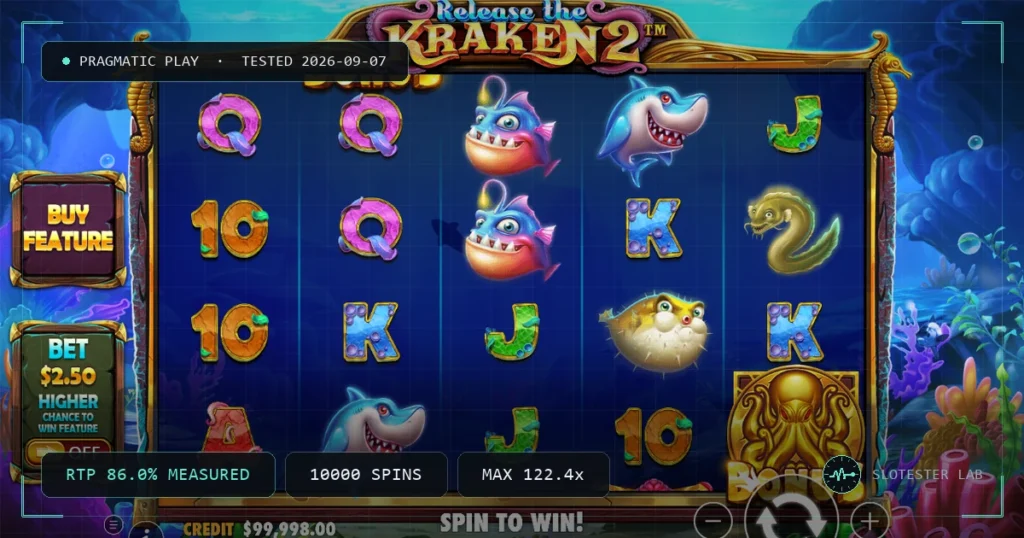Release the Kraken 2 — Slotester Lab test cover
