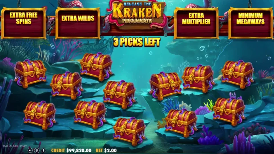 Chest pick before Release the Kraken Megaways free spins