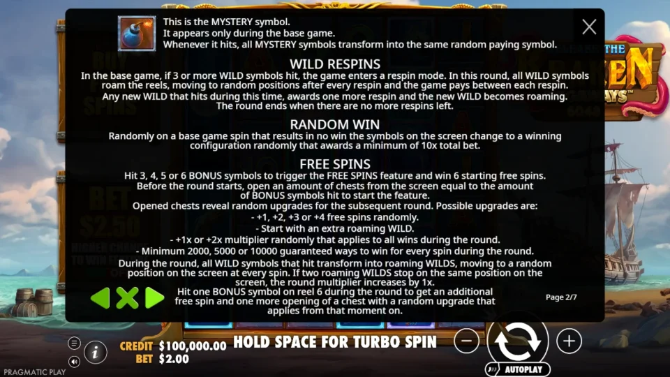 Release the Kraken Megaways rules, page 2