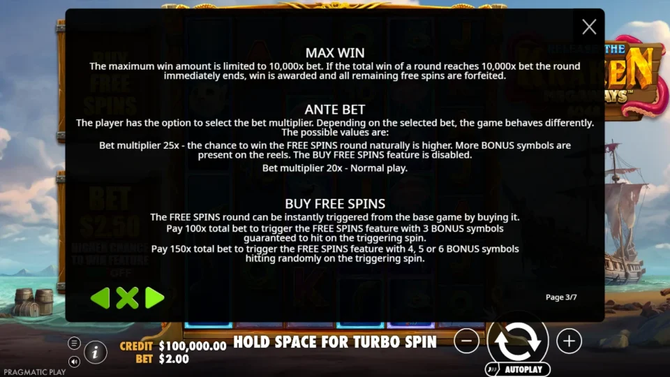 Release the Kraken Megaways rules, page 3