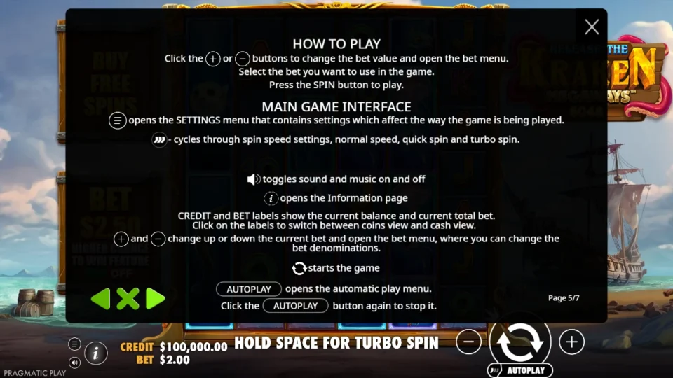 Release the Kraken Megaways rules, page 5